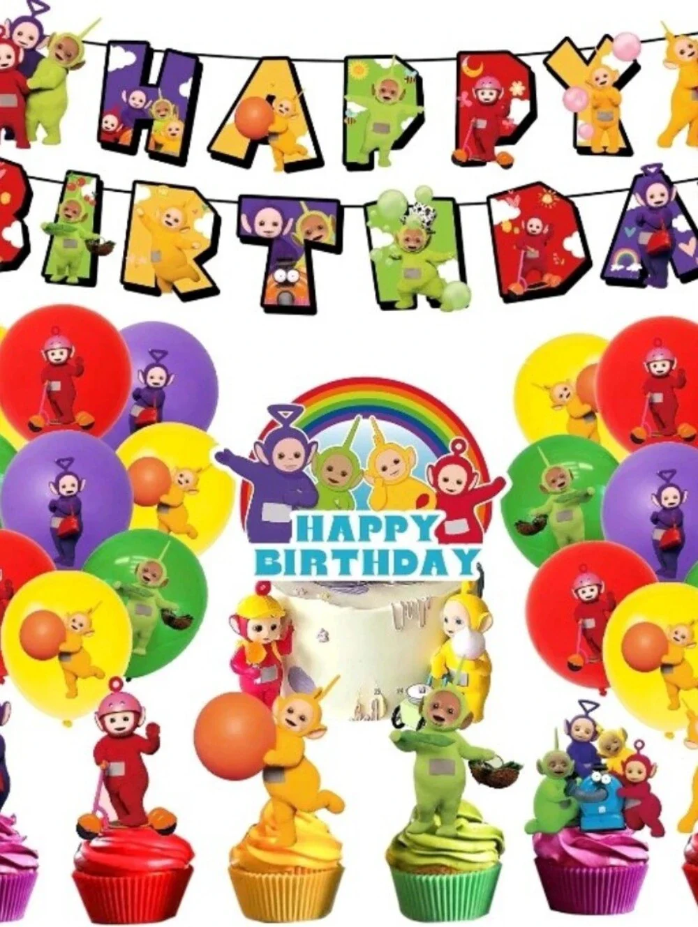 Teletubbies Birthday Party Supplies Set Balloons Cake Toppers Banner Plates Cups